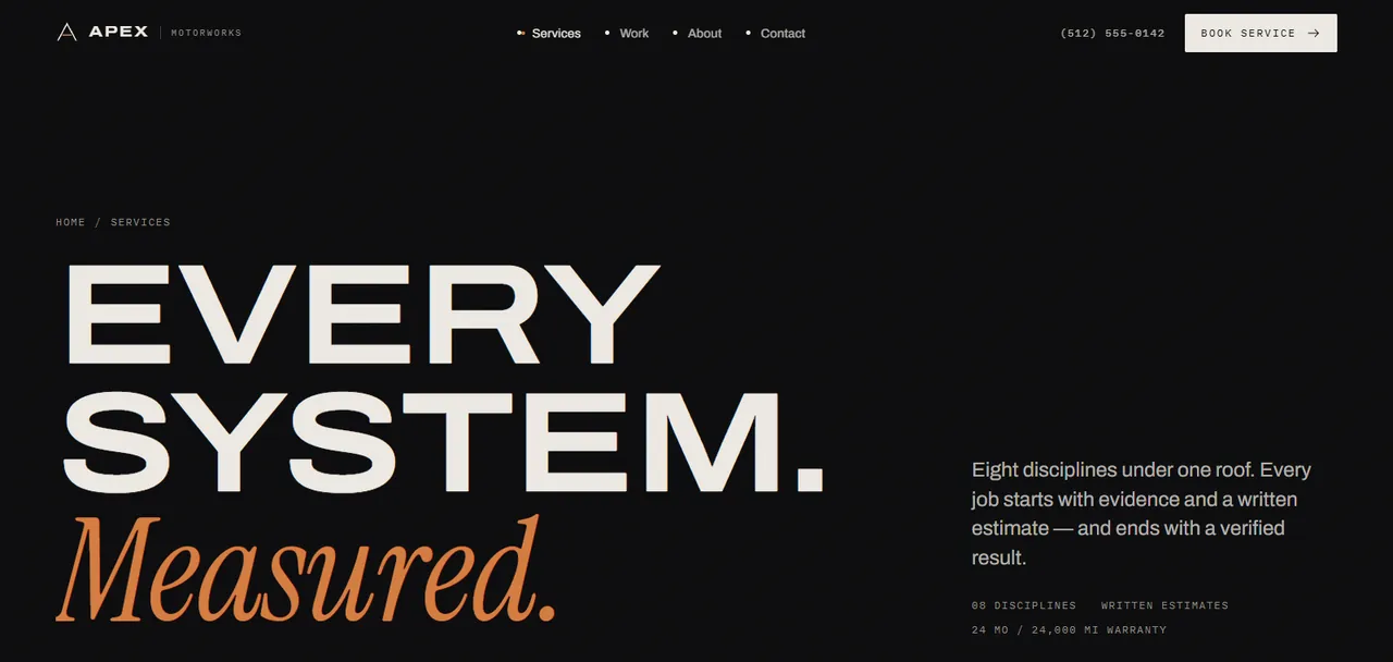 The services page — Every system. Measured.